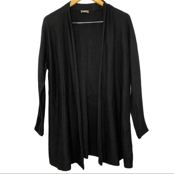 J.Jill Waterfall Open Wool Blend Black Cardigan - Picture 1 of 7
